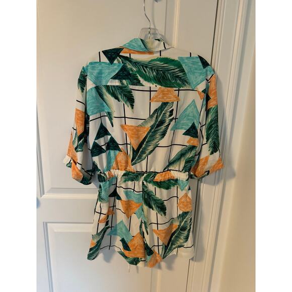 Bobbles & Lace Printed Romper Size Small Tropical Print Cruise Beach Summer - Picture 2 of 5